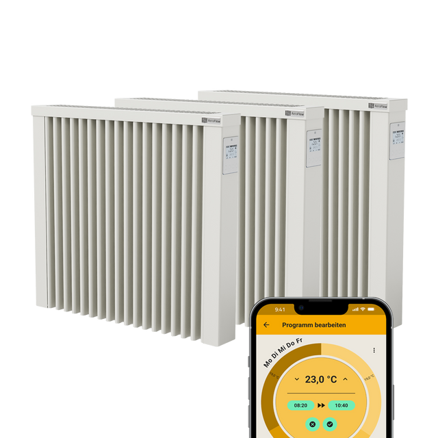 3er Paketset AeroFlow® Elektroheizung Compact Smart - 1300 Watt