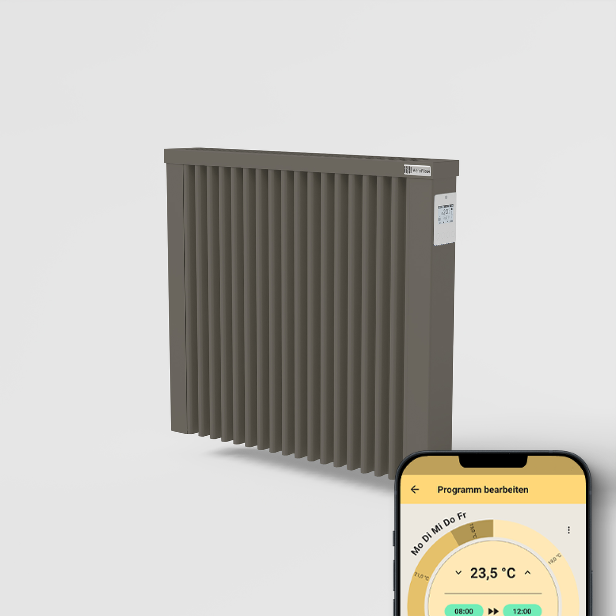 AeroFlow® Elektroheizung Compact Smart 1300 Watt RAL 7039 Quarzgrau